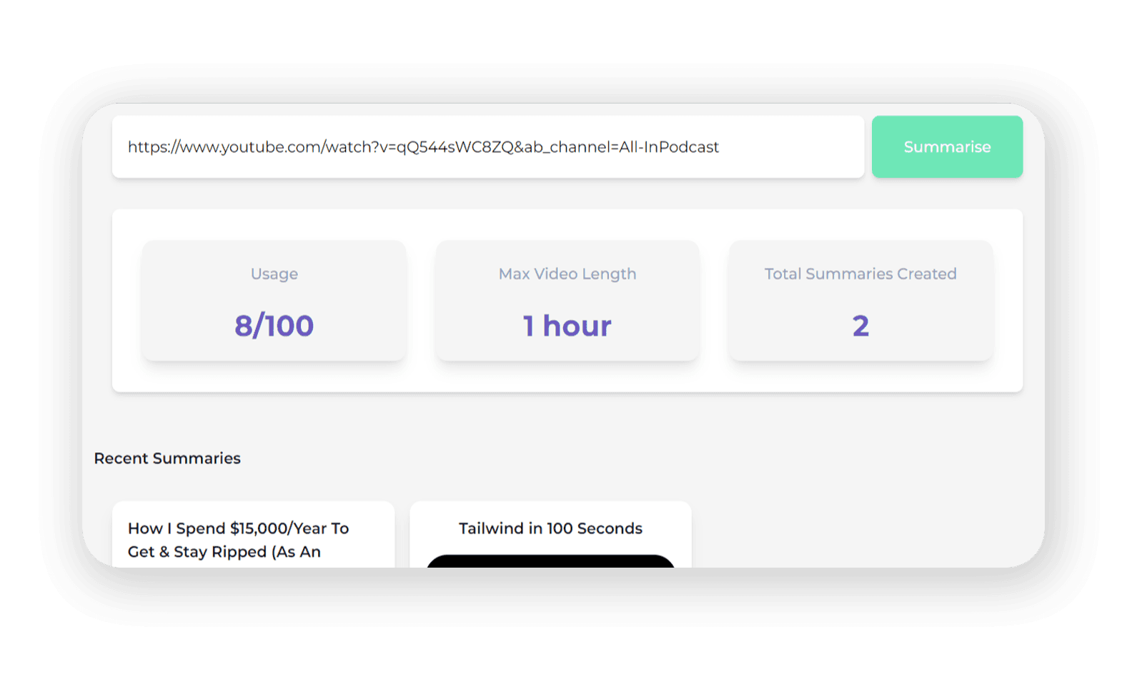 retube summarise feature